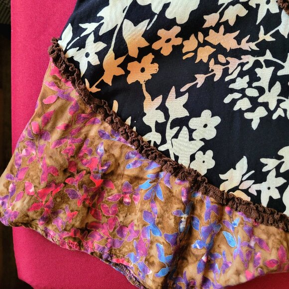 Asymmetrical Boho Batik Patchwork Midi Skirt M - Picture 6 of 10